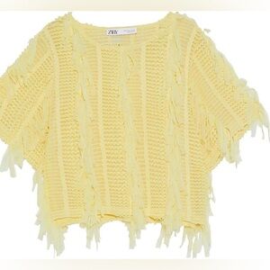Yellow Zara relaxed Fringe shirt